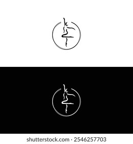 Dance outline vector logo template design