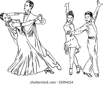 Dance pairs - hand drawing sketch