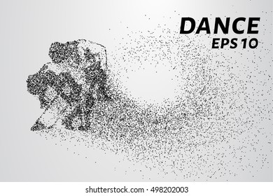 Dance of the particles. Couple dancing in a passionate dance. Vector illustration