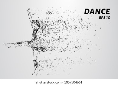 Dance of the particles. The dancer consists of circles and points. Vector illustration.