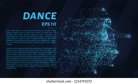 Dance of the particles. The dancer consists of circles and points. Vector illustration