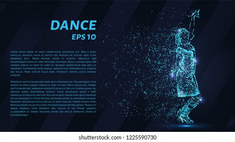 Dance of the particles. The dancer consists of circles and points. Vector illustration