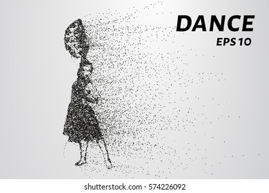 Dance of the particles. Dancer silhouette consists of circles and points. Vector illustration.