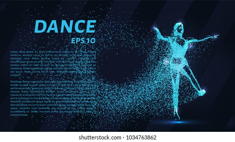 Dance of the particles. Girl dancing in jump. A dancer performs acrobatic elements.