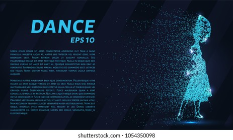 Dance of the particles. The girl warming up before dancing