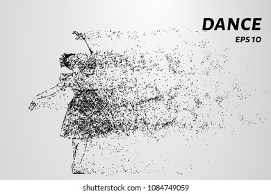 Dance of the particles. Young girl dancing