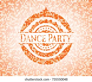 Dance Party abstract orange mosaic emblem