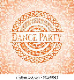 Dance Party abstract orange mosaic emblem