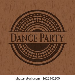 Dance Party badge with wooden background