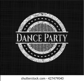 Dance Party chalkboard emblem on black board