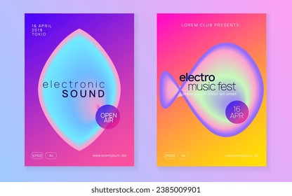 Dance Party. Cool Club Fest. Creative Background For Magazine Template. Linear Art For Set. Electronic And Carnival Concept. Pink And Blue Dance Party