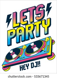 dance party design concept and turntable vector design