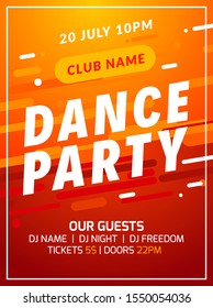 Dance party disco flyer poster music event banner template design. Party night modern background.