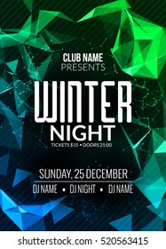 Dance Party, Dj Battle Poster Design. Winter Disco Party. Music Event Flyer Or Banner Illustration Template