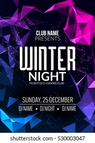 Dance Party, Dj Battle Poster Design. Winter Cold Ice Disco Party. Music Event Flyer Or Banner Decoration Illustration Template