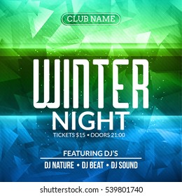 Dance party, dj battle poster design. Winter disco party. Music event flyer or banner illustration template.