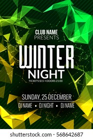 Dance Party, Dj Battle Poster Design. Winter Disco Party. Music Event Flyer Or Banner Illustration Template