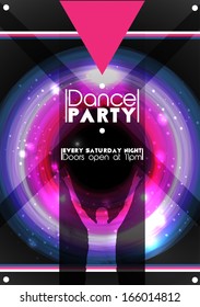 Dance Party Flyer Template - Vector Illustration