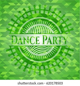 Dance Party green emblem. Mosaic background