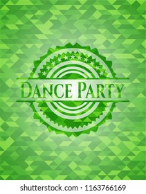 Dance Party green emblem with triangle mosaic background