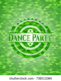 Dance Party green emblem with triangle mosaic background