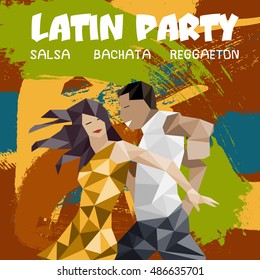 Dance party illustration with dancing cuban couple