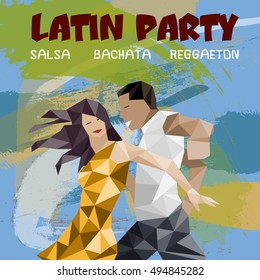 Dance party illustration with dancing cuban couple