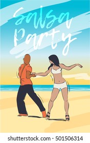 Dance party illustration with dancing cuban couple
