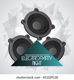 Dance party and music concept  represented by speaker icon. Colorful, grey and polygonal background. 