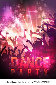 Dance Party Night Poster Background Template - Vector Illustration