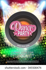 Dance Party Night Poster Background Template. Vector Illustration