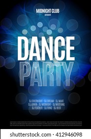 Dance Party Night Poster Background Template. Vector Illustration.