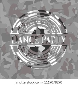 Dance Party on grey camo pattern