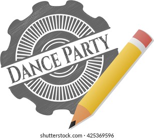 Dance Party-Bleistift-Schlagzeichen