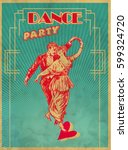 Dance Party Poster Design Template. Retro dance Typography flyer invitation vector illustration. Art Deco Epoch 1920's 1930's and 1940's Style