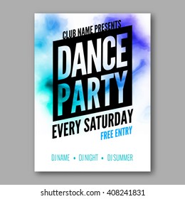 Dance Party Poster Template. Night Dance Party flyer. DJ session. design template on  colorful background. 