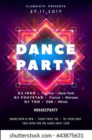 Dance party poster vector background template with triangles and circles particles, lines, highlight and modern geometric shapes in pink and blue colors. Music event flyer or banner
abstract