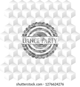 Dance Party realistic grey emblem with geometric cube white background