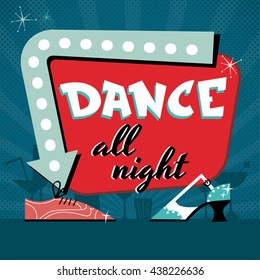 Dance Party retro vector illustration 