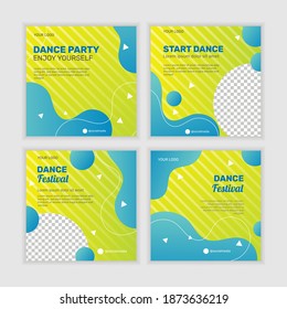 Dance party social media posts template. - Vector.
