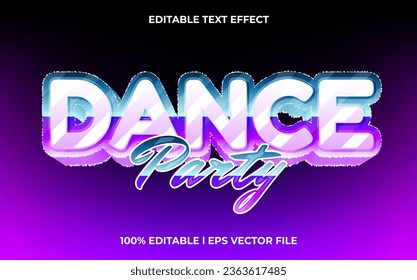 Dance party text effect editable video cover and banner text style, 3d typography template