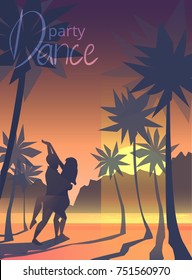 Dance party - vector illustration with dancing couple