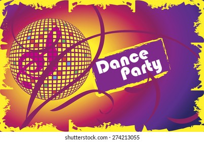 Dance party.Invitation card.