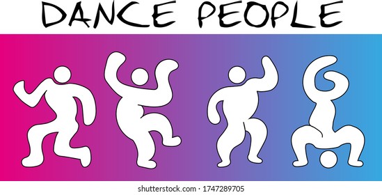 Dance People on Colorful Background, Disco Dancer Lifestyle, Vector Illustration