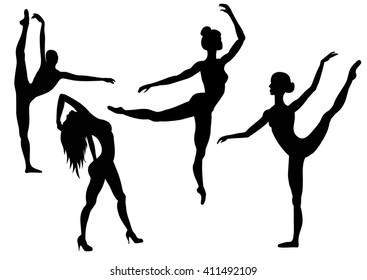 Dance people silhouettes.Vector Illustration