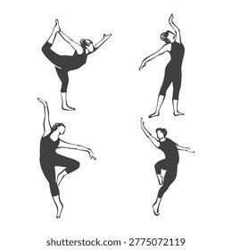 dance pose silhouette black hand drawn