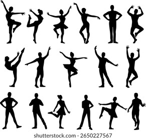 Dance Poses Silhouettes Set 16 Movement and Expression Icons