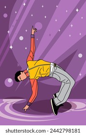 Dance poster with black guy dancer vector.