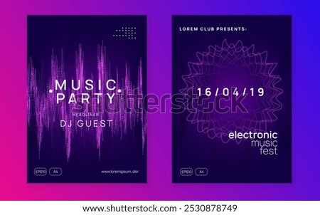 Dance Poster. Discotheque Set. Dj Concert Graphic. Blue Fest Design. Psychedelic Audio Illustration. Festival Invite. Green Edm Banner. Violet Dance Poster