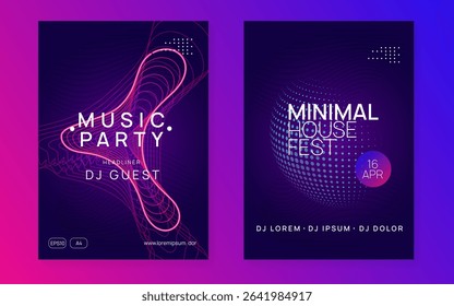 Dance Poster. Fest Electro Template. Nightclub Radio Invitation. Pink Party Background. Trance Vector. Dj Design. Violet Night Club Banner. Green Dance Poster